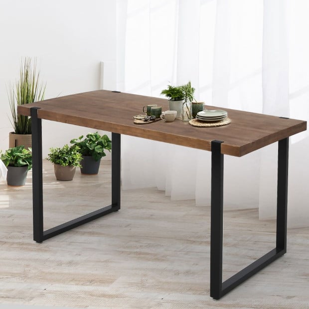 Dining Table Wooden Metal Kitchen Tables Cafe Restaurant 140cm Image 8