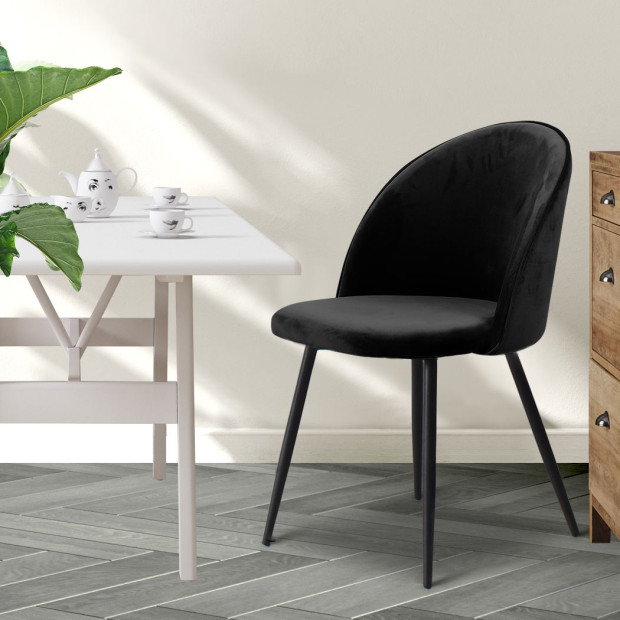 2x Dining Chairs Kitchen Lounge Chair Sofa Upholstered Velvet Black Image 8