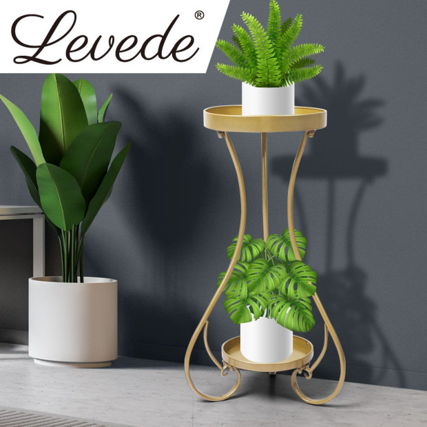 Plant Stand 2 Tiers Outdoor Indoor Metal Flower Pots Rack Garden Shelf Image 8