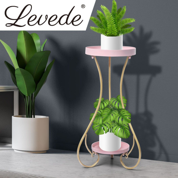 Plant Stand 2 Tiers Outdoor Indoor Metal Flower Pots Rack Garden Shelf Image 8