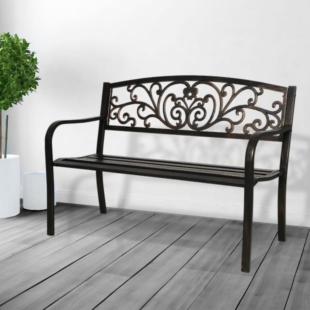 Garden Bench Seat Outdoor Furniture Cast Iron Patio Lounge Chair Image 7