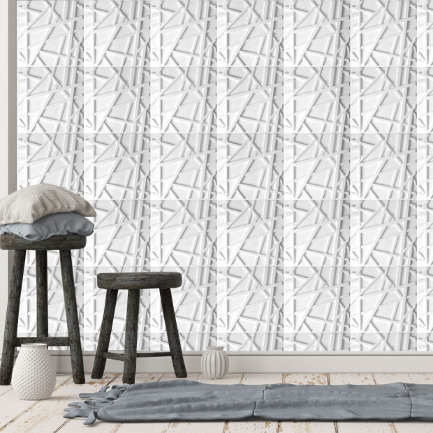 12Pcs 3D PVC Wall Panels Paintable Home Background Decor 50x50cm Image 8