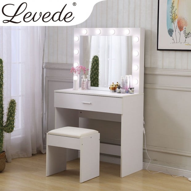 Dressing Table tool Set LED Makeup Mirror Jewellery Organizer 80x42x140 cm Image 7