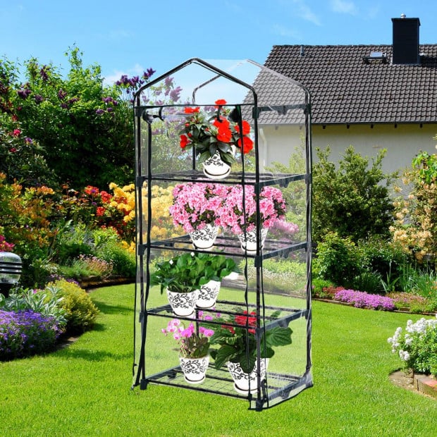 4 Tier Mini Greenhouse Garden Shed PVC Cover Film Frame Green House Image 7