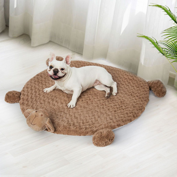 62cm Pet Bed Cat Calming Dog Squeaky Toys Cushion Puppy Mat Tan Image 8