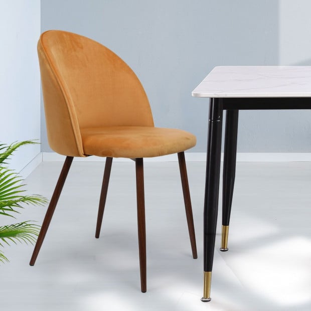 2x Dining Chairs Seat French Provincial Kitchen Lounge Chair Mustard Image 8
