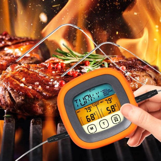 Digital Food Thermometer BBQ 2 Probe Cooking Meat Magnet Image 8
