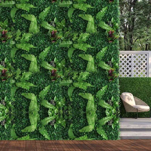 4 x Artificial Hedge Grass Plant Hedge Green Wall Ivy Mat Fence Image 7