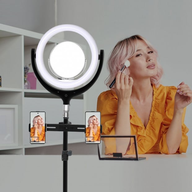 LED Ring Light with Tripod Stand Phone Holder Dimmable Studio Image 7
