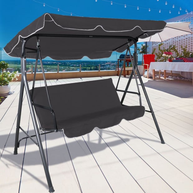 Swing Chair Hammock Outdoor Furniture Garden Canopy 3 Seater Grey Image 7
