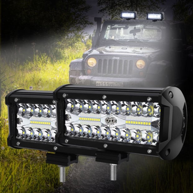 2x 6inch LED Light Bar Work Flood Spot Beam Lamp Offroad Strip Lights Image 8