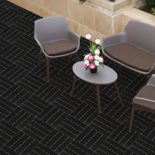 10x Floor Tiles Plastic Decking Garden Outdoor Backyard Dark Grey Image 8