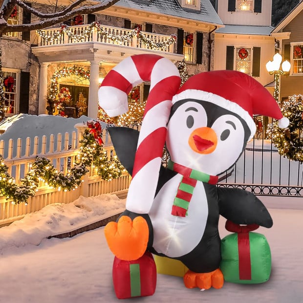 Inflatable Christmas Decor Happy Penguin 1.8M LED Lights Xmas Party Image 8