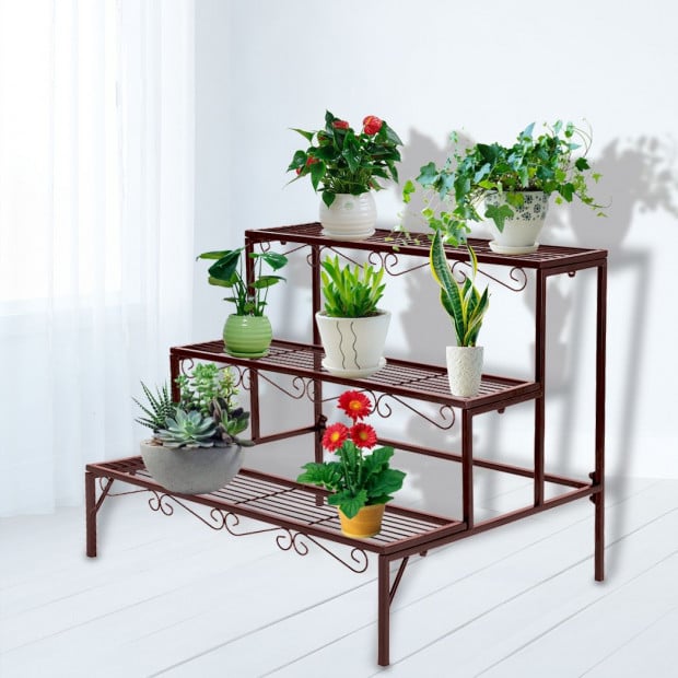 Plant Stand 3 Tier Rectangle Metal Flower Pot Planter Corner Shelf Image 7