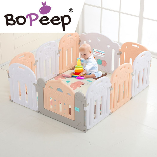 BoPeep Kids Baby Playpen Safety Gate Toddler Fence 10 Panel with Music Toy Pink Image 8