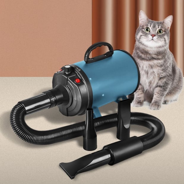 Dog Cat Pet Hair Dryer Grooming Blow Speed Blower Heater 2800W Blue Image 8