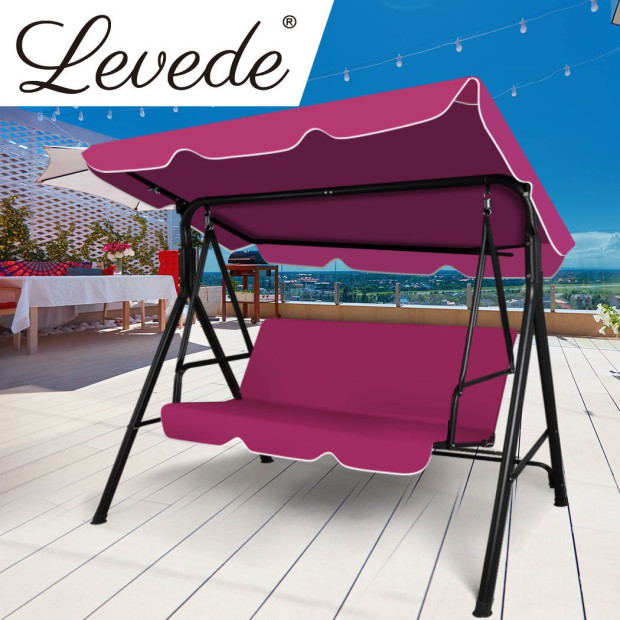 Swing Chair Hammock Outdoor Furniture Garden Canopy Cushion Bench Red Image 8
