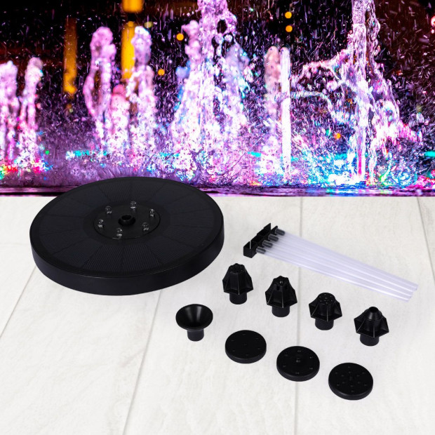 Solar Powered Water Fountain Power Floating Kit Garden Pond Led Colour Image 8