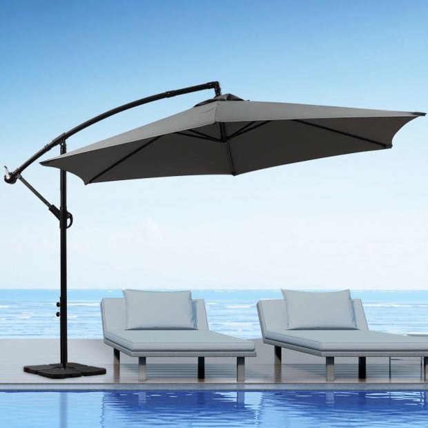 3M Outdoor Umbrella Cantilever Base Stand Cover Garden Patio Grey Image 7