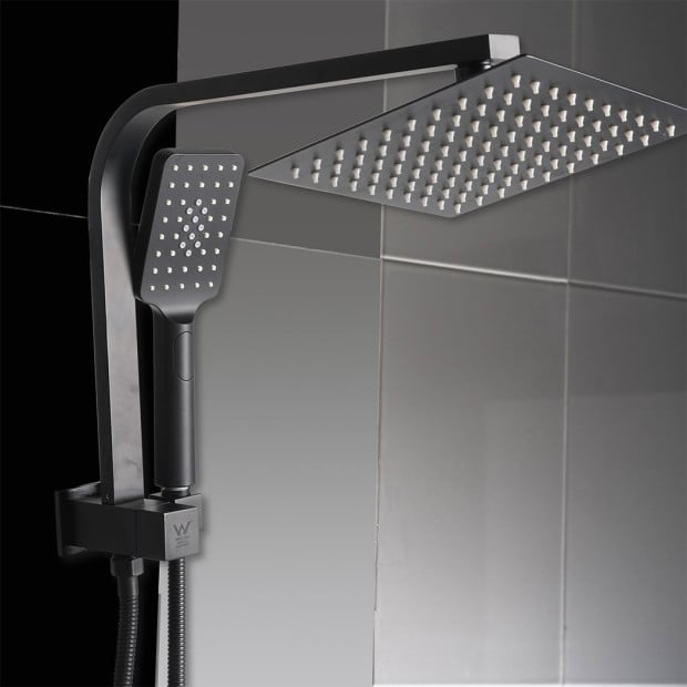 Rain Shower Head Set Black Brass Taps Mixer Handheld High Pressure Image 8