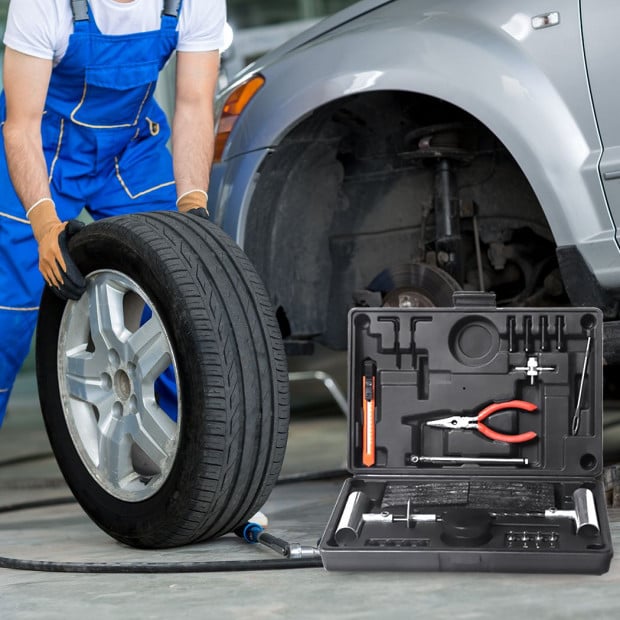 67PCS Tyre Repair Kit Puncture Recovery Emergency Tool Plugs Tubeless Image 8