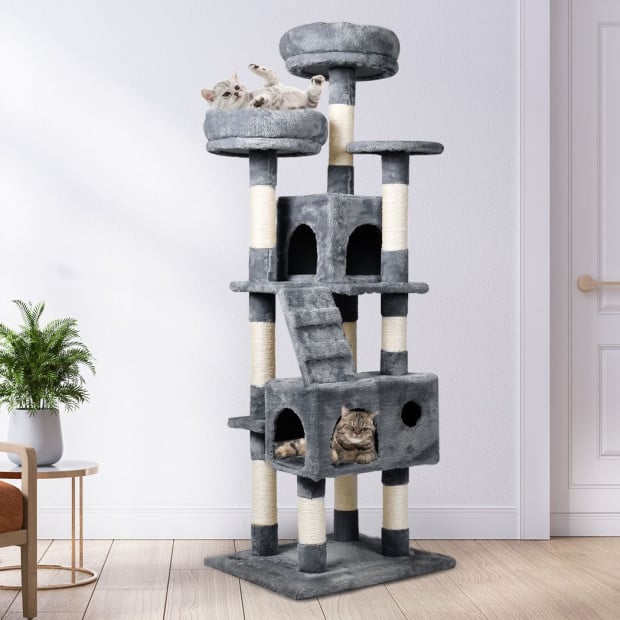 Cat Trees Scratching Post For Large Cats Tower House Grey 140cm Image 8
