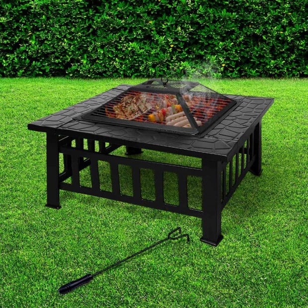 3IN1 Fire Pit BBQ Grill Pits Outdoor Patio Garden Heater Fireplace Image 8