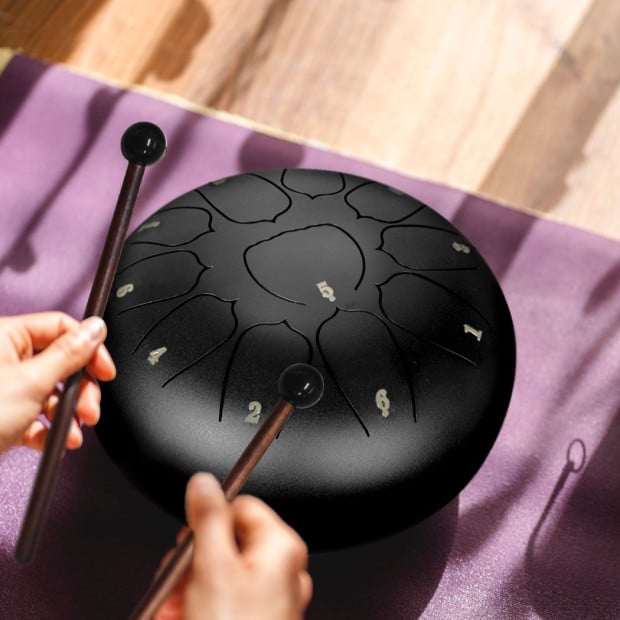 Steel Tongue Drum 10 Inch 11 Notes Bag Mallet Child Gifts Black Image 8