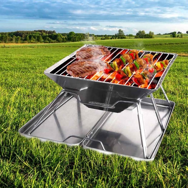 Charcoal BBQ Grill Foldable Barbecue Portable Outdoor Steel Roast Image 8