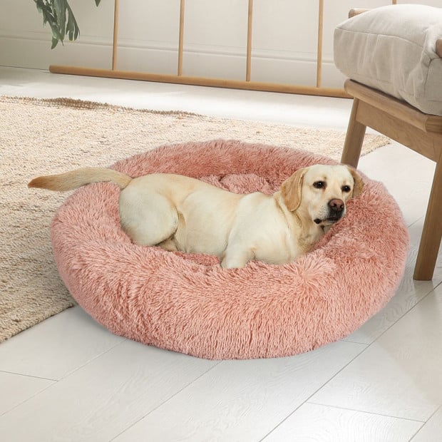 Pet Bed Cat Dog Donut Nest Calming Kennel Cave Deep Sleeping Pink XXXL Image 8