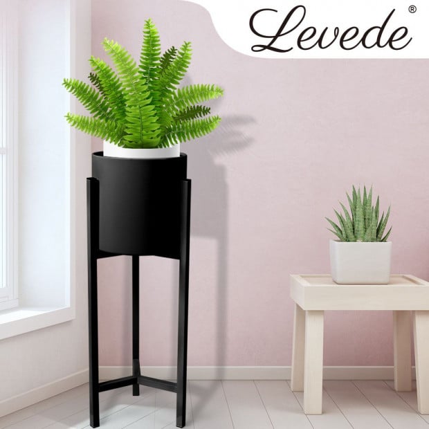 Garden Planter Metal Flower Pot Rack Corner Shelving Black - S Image 7