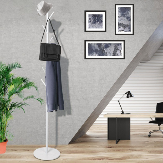 Clothes Stand Garment Coat Rack Metal Rail Portable Hanger Stand White Image 7