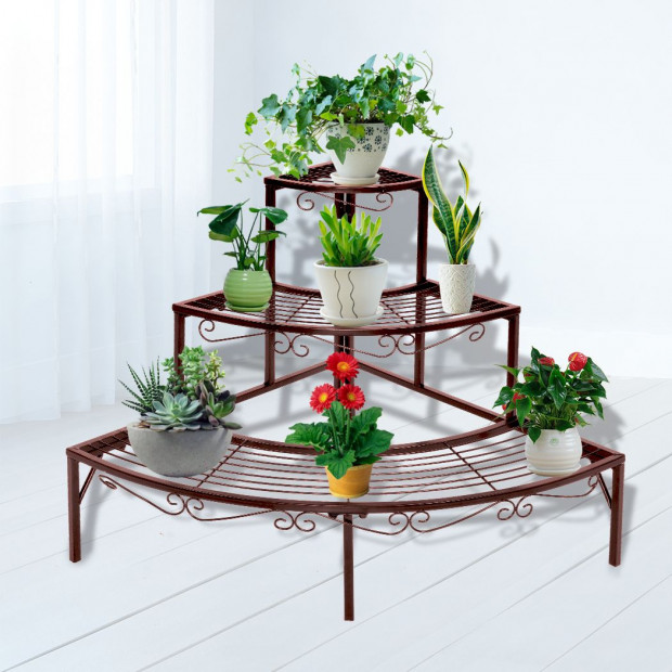 Plant Stand Metal Flower Pots Rack Corner Planter Shelf Image 8