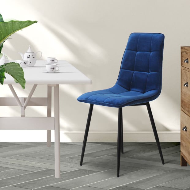 4x Dining Chairs Kitchen Table Lounge Room Retro Padded Seat Velvet Image 8