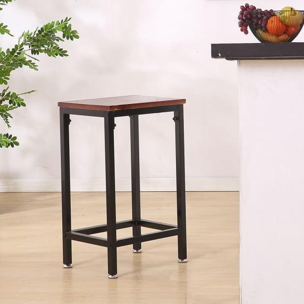 2x Bar Stools Stool Kitchen Wooden Black Chair Dining Metal Barstools Image 8