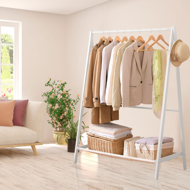 Clothes Rack Wooden Garment Hanging Stand Storage Organiser Shelf Image 8