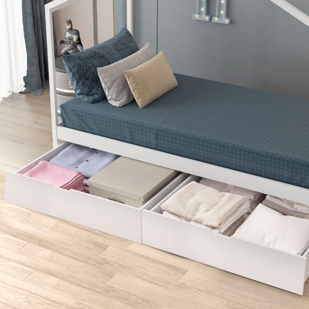 2x Bed Frame Storage Drawers Wooden Timber Trundle For Bed Frame Base Image 8