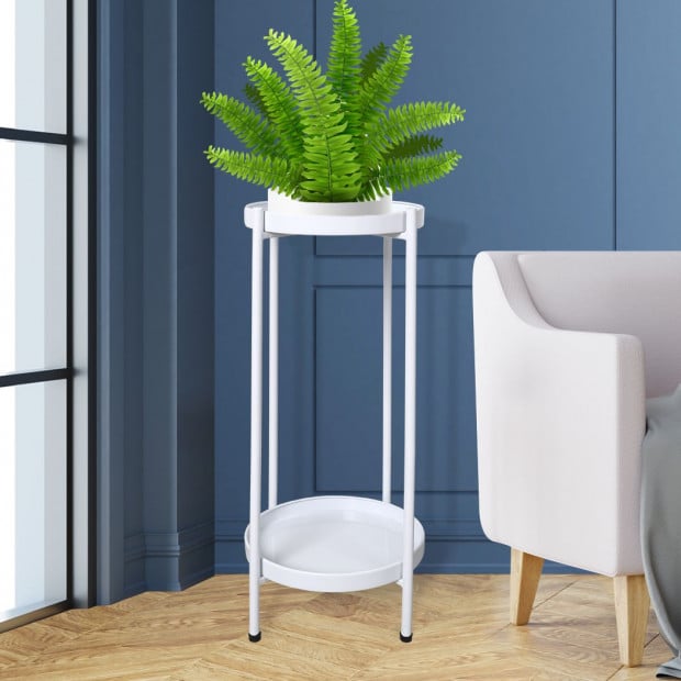 2 Tiers Plant Stand Outdoor Indoor Metal Flower Pot Rack Garden Shelf Image 7