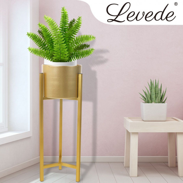 Plant Stand Garden Planter Metal Flower Pot Rack Corner Shelving Gold Image 7