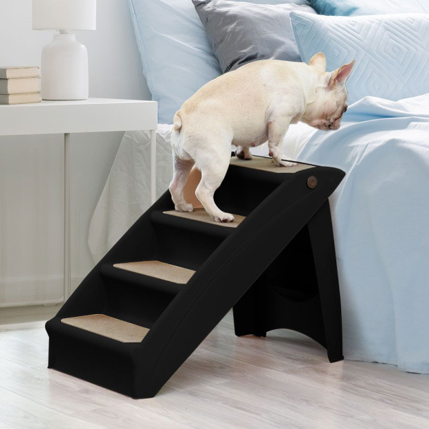 Pet Stairs Dog Ramp Steps Portable Foldable Climbing Ladder - Black Image 8