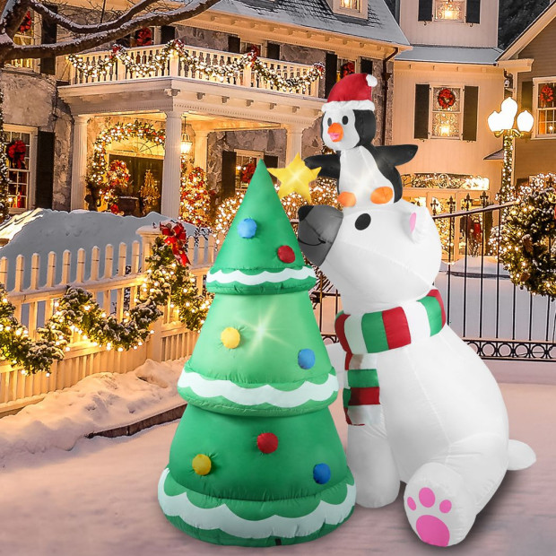 Inflatable Christmas Decor Polar Bear Tree 1.8M LED Lights Xmas Party Image 8