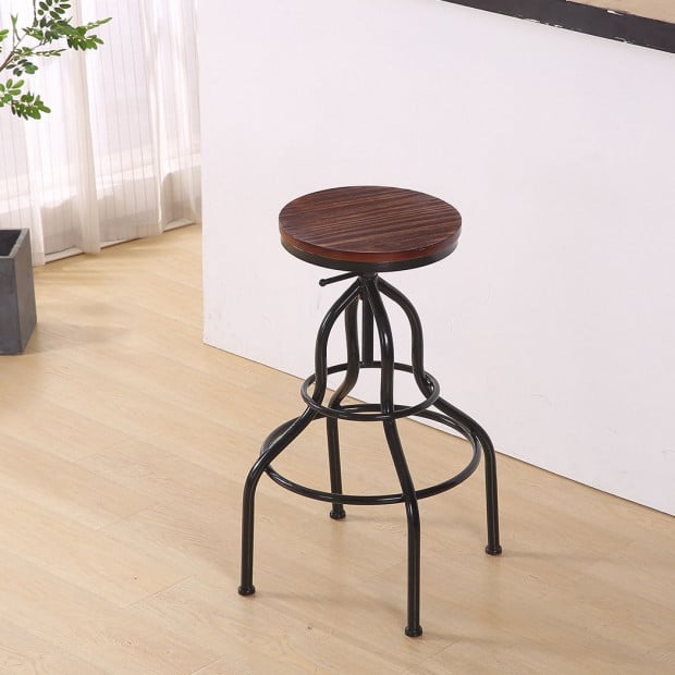2x Bar Stools Stool Gas Lift Kitchen Wooden Dining Chairs Barstools Image 8