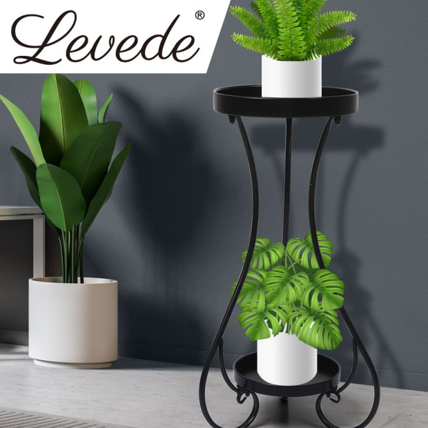 Plant Stand 2 Tiers Outdoor Indoor Metal Flower Pots Rack Garden Shelf Image 8