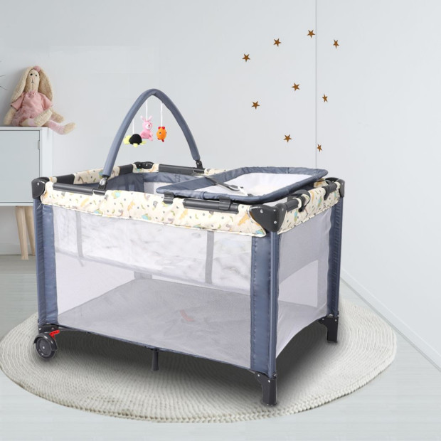 Baby Cot Bed Crib Bassinet Safety Rails Bumper Fence Foldable Travel Image 8