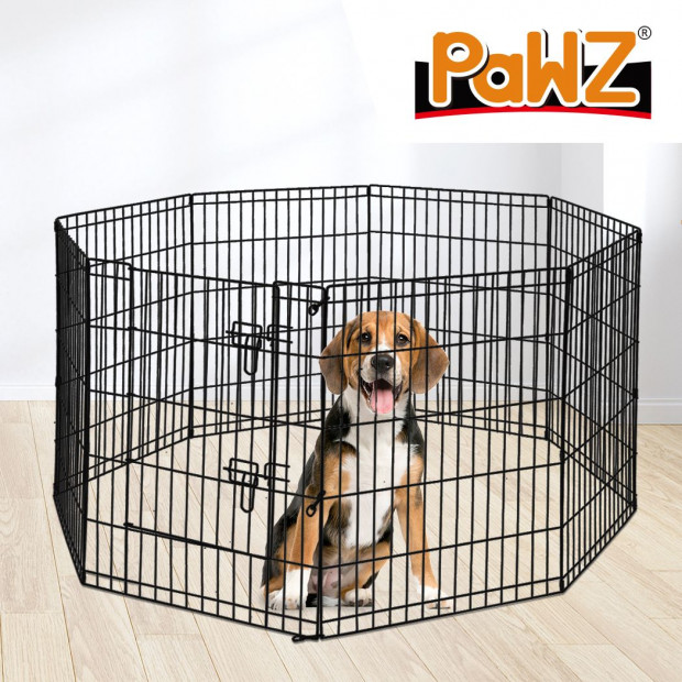 Pet Dog Playpen Puppy 8 Panel Enclosure Fence Black With Door 36in Image 8