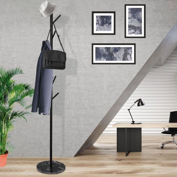 Clothes Stand Garment Coat Rack Metal Rail Portable Hanger Stand Black Image 6