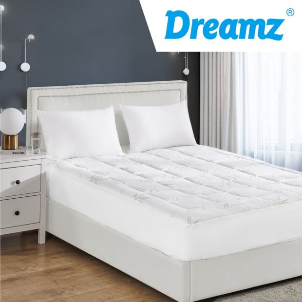 Bamboo Pillowtop Mattress Topper Protector Cover King Single Image 8