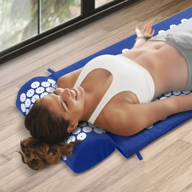 Acupressure Mat Yoga Massage Pain Stress Relax Blue 68 x 42cm Image 8