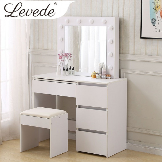 Dressing Table tool Set LED Makeup Mirror Jewellery Organizer 94x43x140 cm Image 7