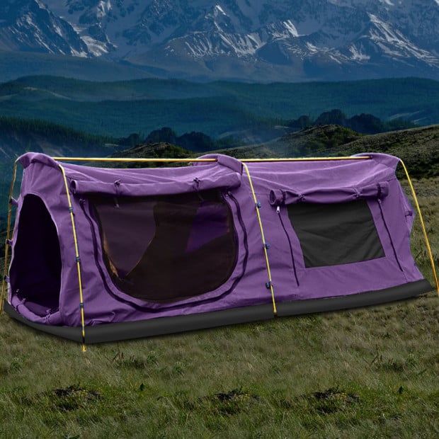 Mountview Double King Swag Camping Swags Dome Tent Hiking Purple Image 7